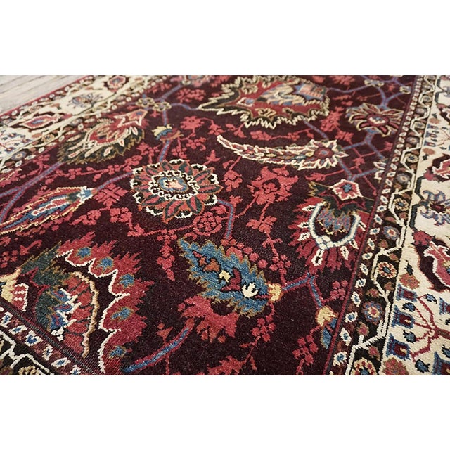 Indian 1880s Red Wine Foliate Antique N. Indian Agra Rug 4' X 7'7" Handknotted Wool Carpet For Sale - Image 3 of 6