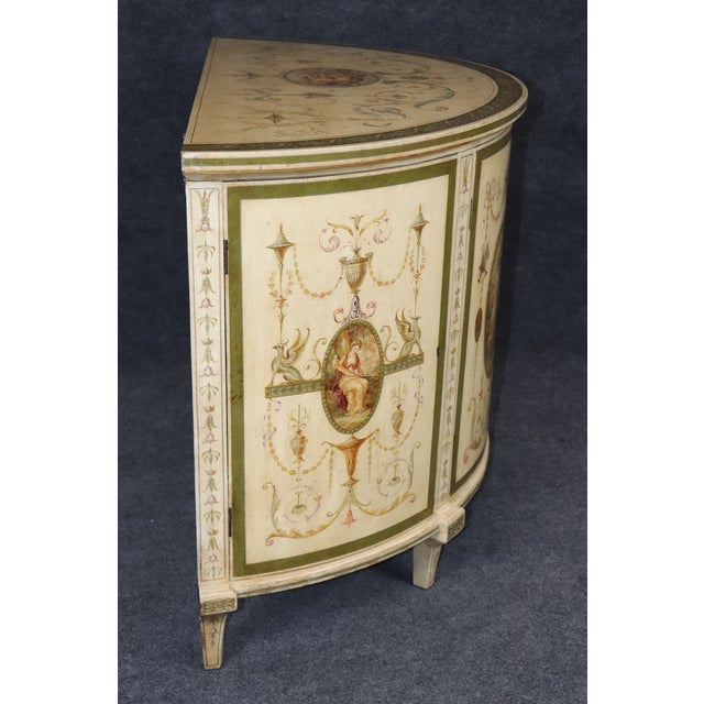 Antique English Adams Style White Painted Demilune Commode For Sale In Philadelphia - Image 6 of 18