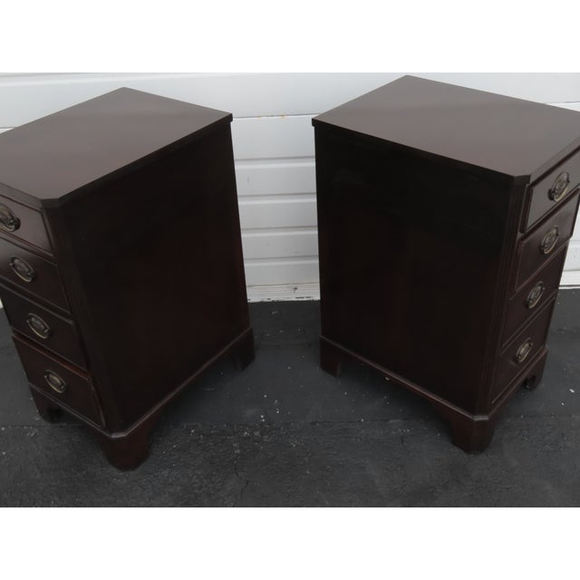 Kindel Tall and Narrow Mahogany Nightstands End Bedside Tables a Pair 6443 For Sale - Image 11 of 17