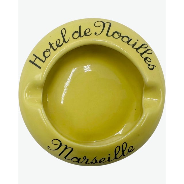 Vintage Hotel De Noailles Marseille Ashtray France Yellow Ceramic Catchall Dish For Sale - Image 12 of 12