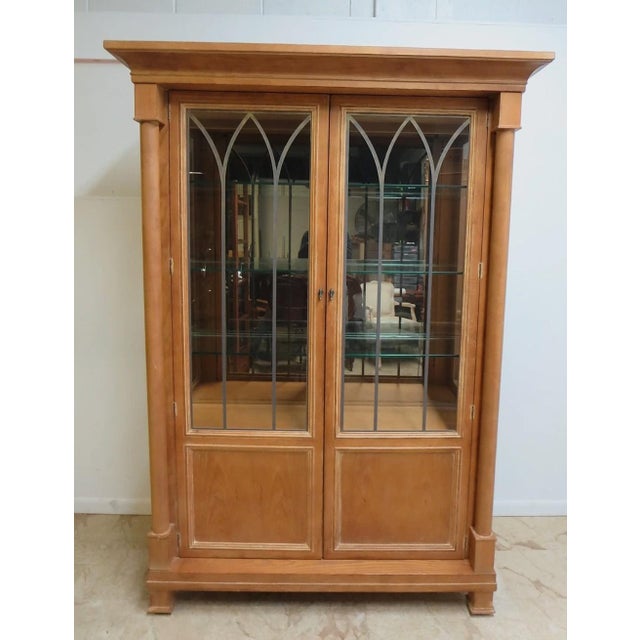 Tan 1980s Henredon Monumental Aegean Crystal Curio China Hutch Cabinet Neo Classical For Sale - Image 8 of 13