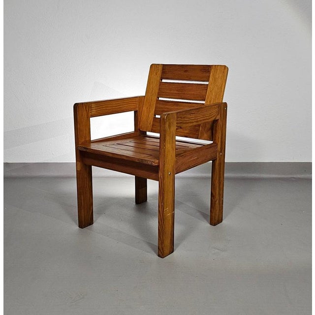 Brown Pine Chair with Foldable Seat, 1970s For Sale - Image 8 of 18
