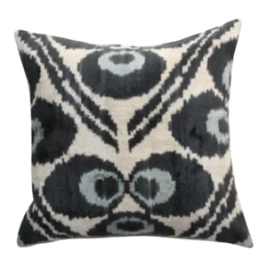 Contemporary Silk Velvet Ikat Pillow Cover Bohemian Pillow