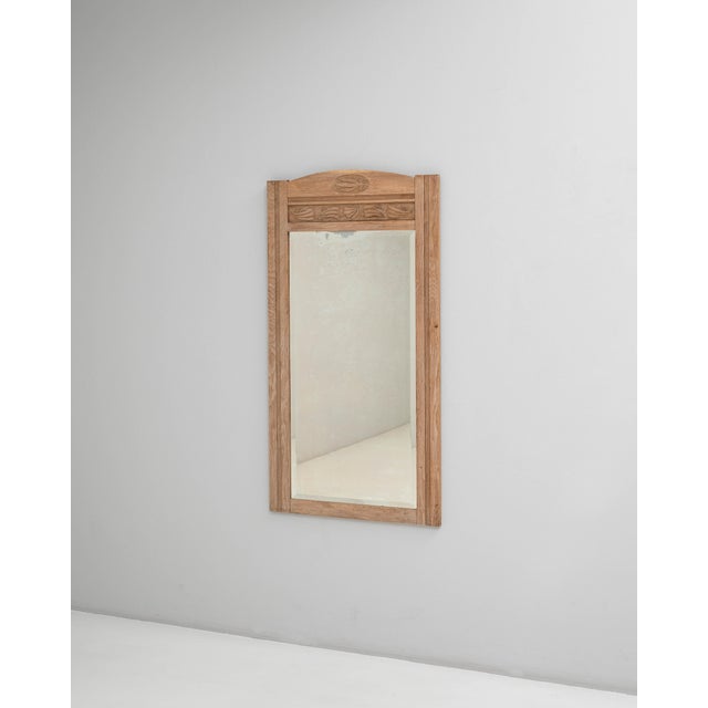 1900s Belgian Oak Mirror With Carved Details For Sale - Image 4 of 18