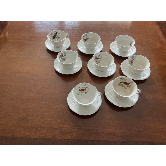 English 1970s Tea Cups and Saucers From the Aviary Collection by Royal Cauldon - 16 pcs For Sale - Image 3 of 11