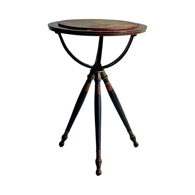 Black Antique Globe Base Table With Swivel Top For Sale - Image 8 of 8