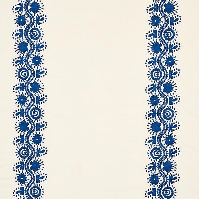Not Yet Made - Made To Order Sample - Schumacher Theodora Embroidery Fabric in Blue For Sale - Image 5 of 5