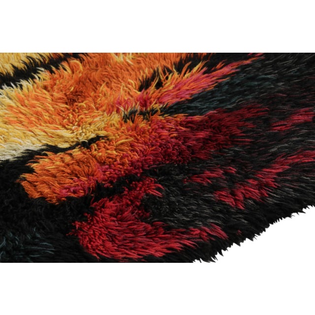 Mid-Century Modern Vintage Swedish Rya Runner, Colorful Scandinavian Flame Patterns - Rug & Kilim For Sale - Image 3 of 7