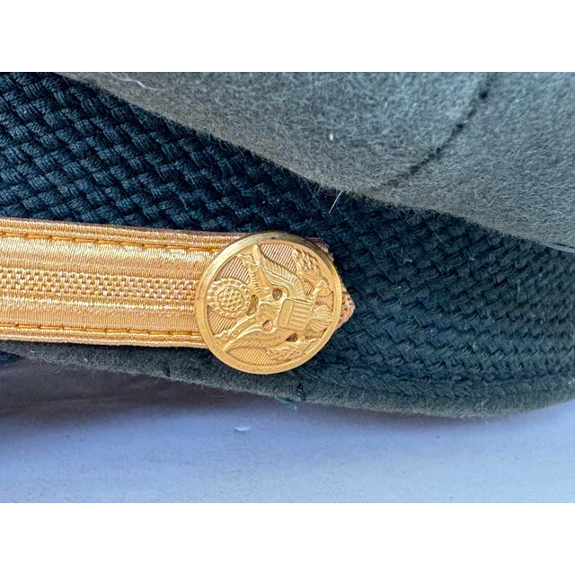 Army Green Vintage WWII–Korean War Era u.s. Army Officer Visor Cap by Bancroft (Imported Fur Felt) For Sale - Image 8 of 12