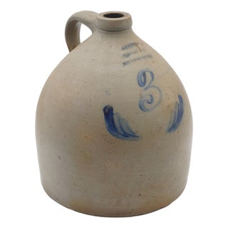 Large a.j. Buttler 3 Gallon Blue Stoneware Jug For Sale