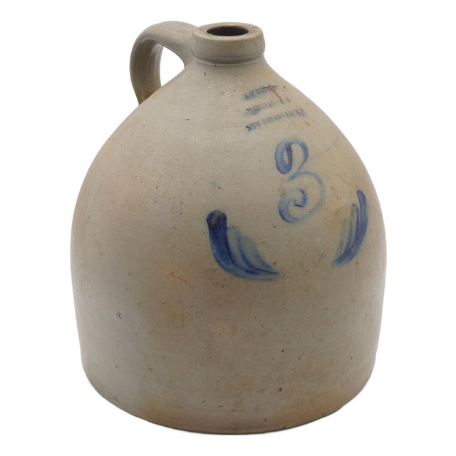 Large a.j. Buttler 3 Gallon Blue Stoneware Jug For Sale