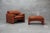 Animal Skin Set of Cognac Leathered Maralunga Armchair and Ottoman by Vico Magistretti for Cassina, 1970s For Sale - Image 7 of 7