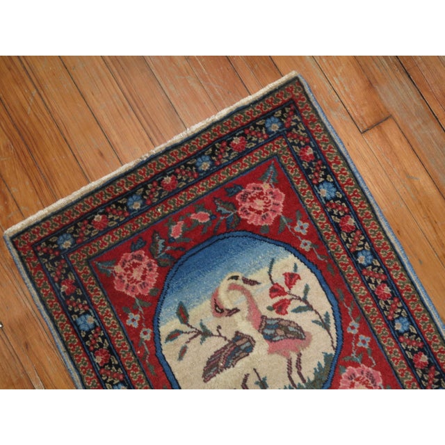 Folk Art Late 20th Century Persian Pictorial Swan Mat - 1'9" x 2'1" For Sale - Image 3 of 5