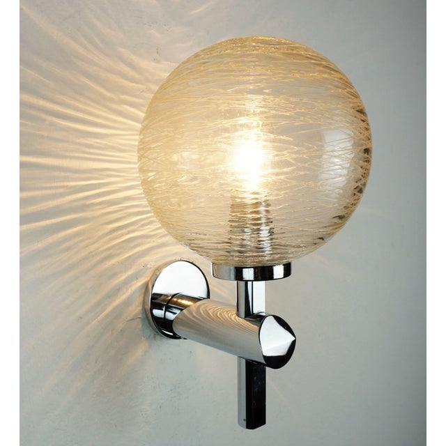 Vintage Wall Lights in Structured Glass and Chrome, 1970s, Set of 2 For Sale - Image 12 of 13