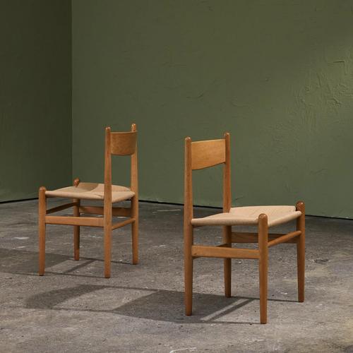 Brown Model CH36 and CH37 Dining Chairs in Oak and Papercord by Hans J. Wegner for Carl Hansen, Denmark, 1960s, Set of 8 For Sale - Image 8 of 16
