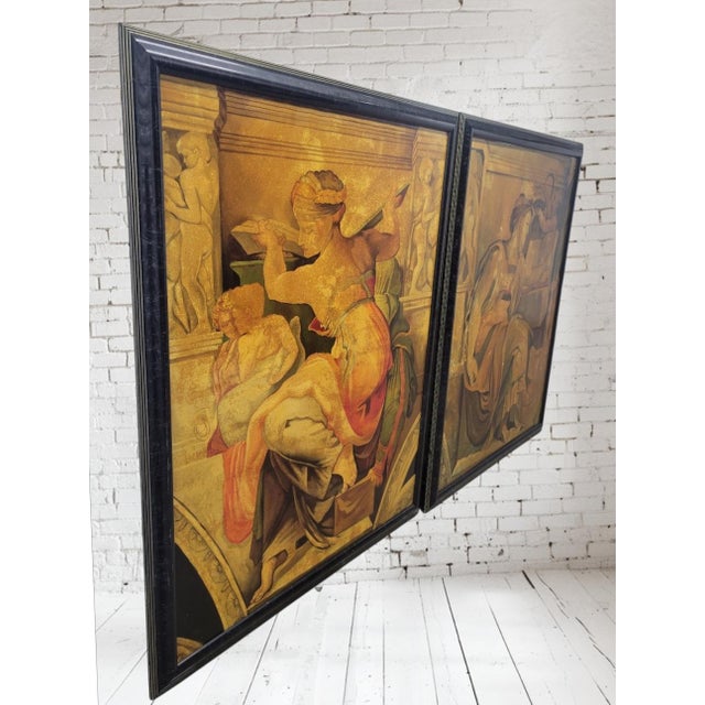 1980s 1980s Monumental Reproduction Michaelangelo Sibyl, Erythraean Oil Paintings Framed Art Signed Rueben- A Pair For Sale - Image 5 of 18