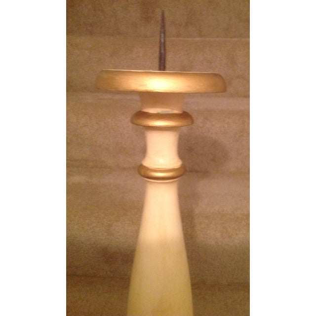 Vintage Off White Gold Wooden Floor Candle Stand Chairish