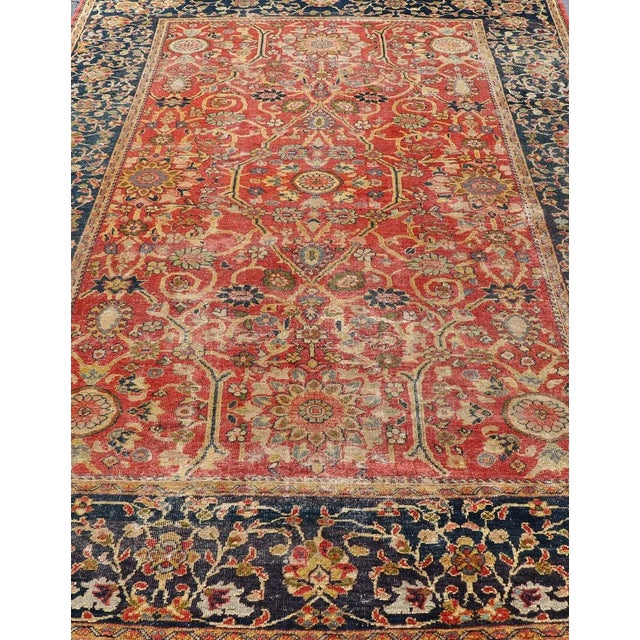 Antique Persian, 19th Century Sultanabad Rug in Rust, Blue, Gold, Yellow & Green 8'1 X 13' For Sale - Image 9 of 16