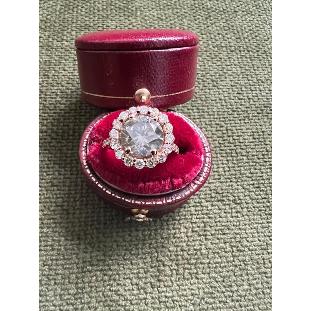 Bochic “Vintage” Fancy Chocolate, Greenish Diamond 18K Rose Gold Halo Ring For Sale - Image 4 of 13