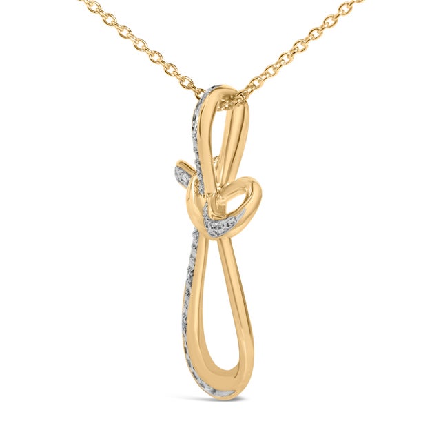Haus of Brilliance Gold Vermeil Diamond Accent Infinity Cross Pendant Necklace For Sale - Image 4 of 4