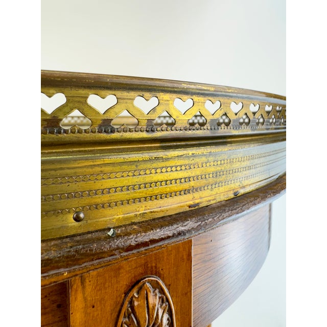 Cream Vintage Mid 20th Century Louis XVI Style Mahogany Marble Top Guéridon Side Table For Sale - Image 8 of 13
