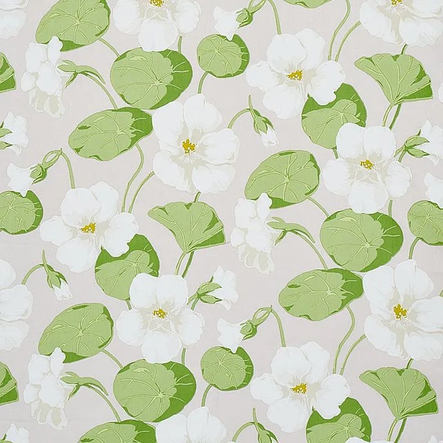 Sample - Schumacher Nasturtium Fabric in Stone For Sale