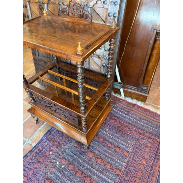 Wood Antique English Walnut Magazine Rack (Canterbury ) For Sale - Image 7 of 7