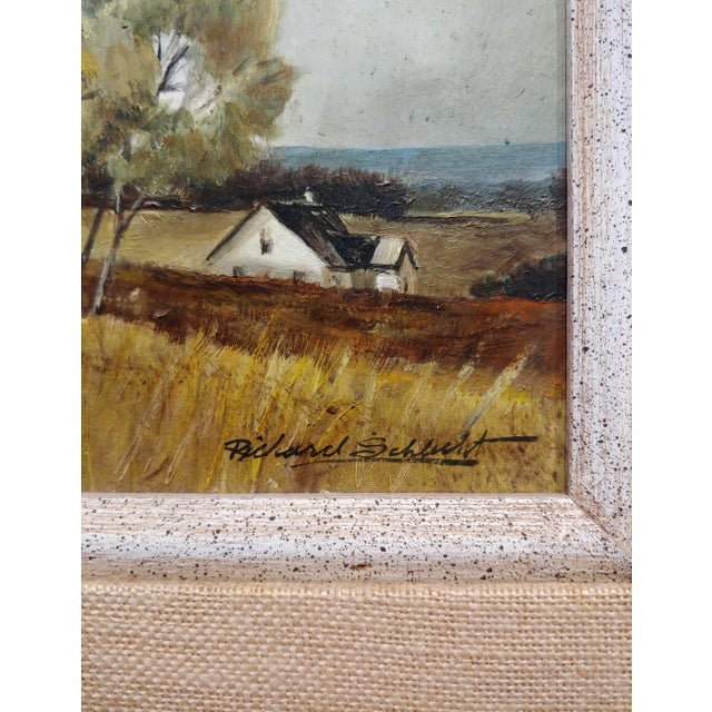 1960s Richard Schlecht - Farm House in Maine Landscape - Oil Painting For Sale - Image 5 of 9