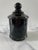 Art Deco Vintage Black Glass Apothecary Jar Jean Vivaudou Co. Orloff Bergamot Men's Bath Talc For Sale - Image 3 of 9