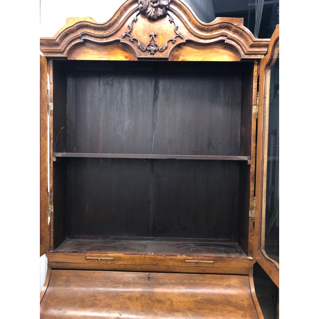 Brown Italian Inlay Marquetry Secretary Bookcase 20th Century For Sale - Image 8 of 13