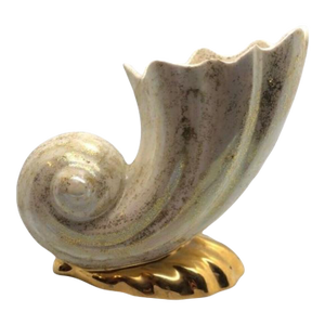Mid 20th Century Gold and Cream Shell Vase