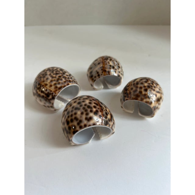 Traditional Tiger Shell Napkin Rings-4 For Sale - Image 3 of 5