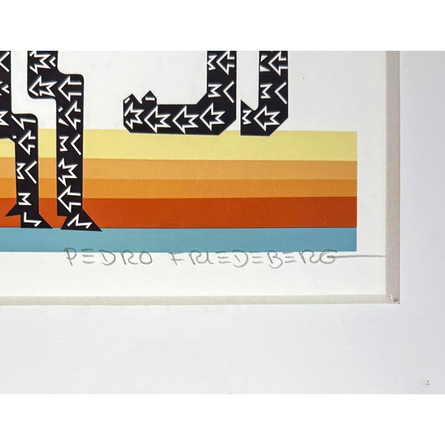 Serigraph in colors on paper. Hand signed lower right by Pedro Friedberg. Hand numbered 2/24 lower left. Framed as...
