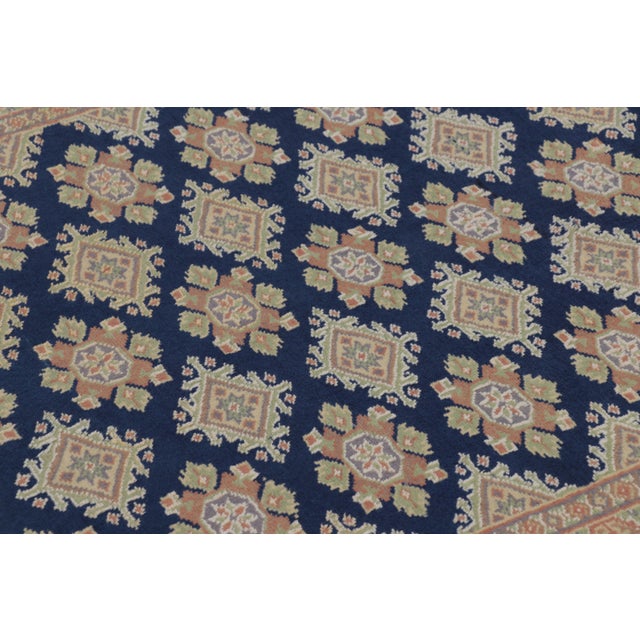 Rug & Kilim Vintage Bokhara Rug in Deep Navy With Geometric Patterns - Rug & Kilim For Sale - Image 4 of 8