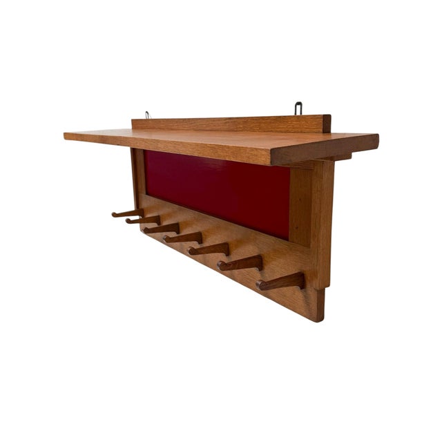 Art Deco Modernist Wall Coat Rack in Oak and Lacquer by Jan Brunott, 1920s For Sale - Image 4 of 12