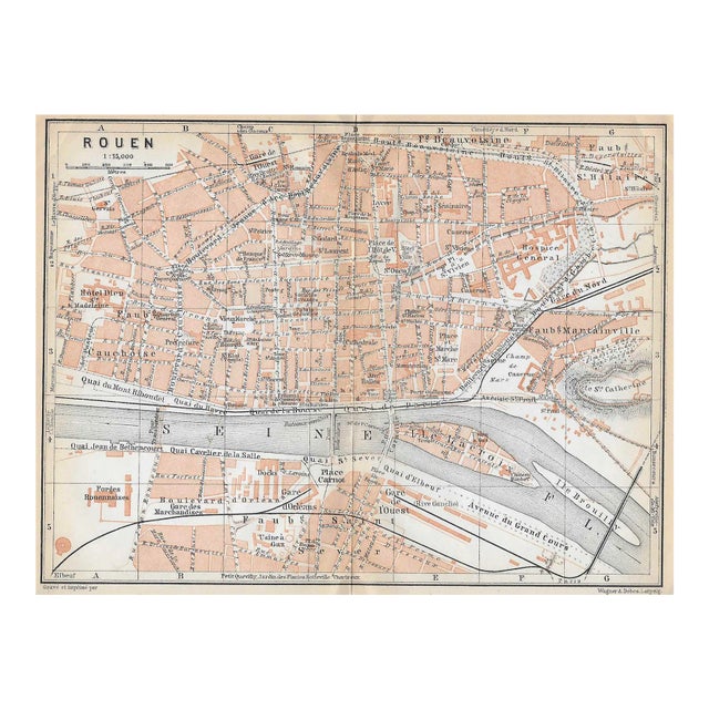 Antique Map of Rouen France For Sale