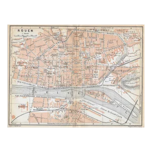 Antique Map of Rouen France