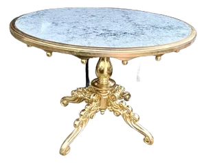Gold Leaf Italian Stone Top Center Table, Cafe Table.