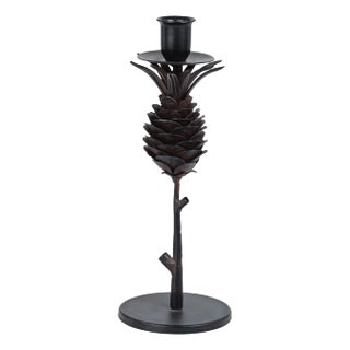 Brunel Pinecone Design Wrought Iron Candleholder, Small For Sale