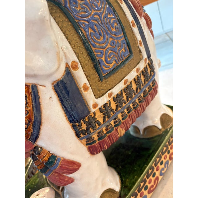 Vintage Chinoiserie Elephant Boho Chic Garden Stools Side Tables - A Pair For Sale - Image 16 of 16