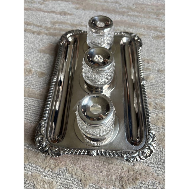 Rococo Sheffield Silver Plate Inkwell, 19th Century For Sale - Image 3 of 7