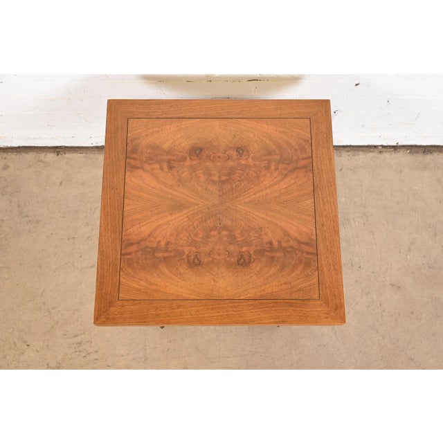 Wood Baker Furniture Neoclassical Burled Walnut Pedestal Tea Table For Sale - Image 7 of 11