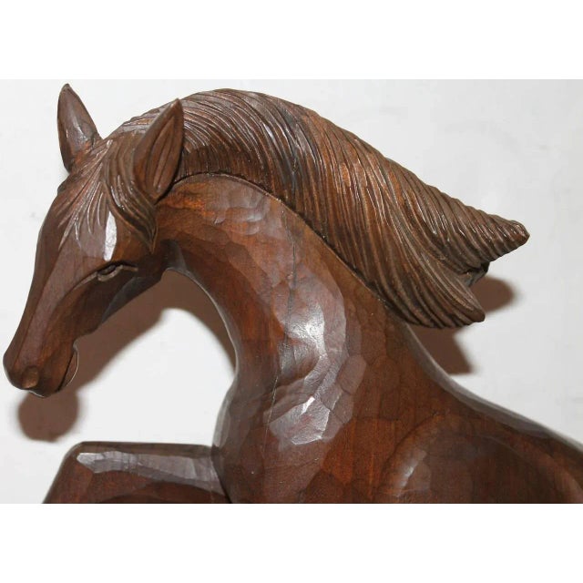 Brown Amazing Hand-Carved Wood Horse For Sale - Image 8 of 9