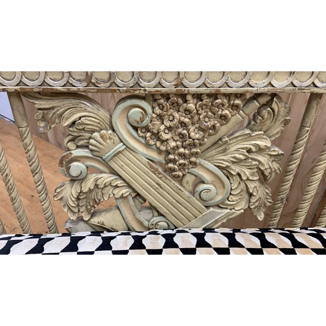 Vintage Italian Neoclassical Carved Ornate Settee Newly Reupholstered For Sale - Image 12 of 12