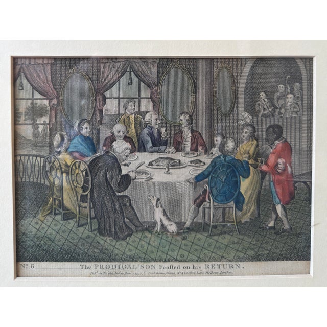 English Pair of Antique 18th C Prodigal Son Engraving Prints - Framed For Sale - Image 3 of 4