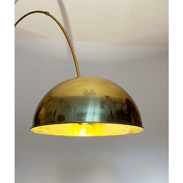 Vintage Postmodern German Brass Boca Arc Floor Lamp with Clamping Rod attributed to Florian Schulz, 1970s For Sale - Image 10 of 18
