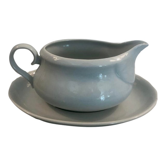 White Cordon Bleu Sauce Boat and Saucer From Hungary For Sale