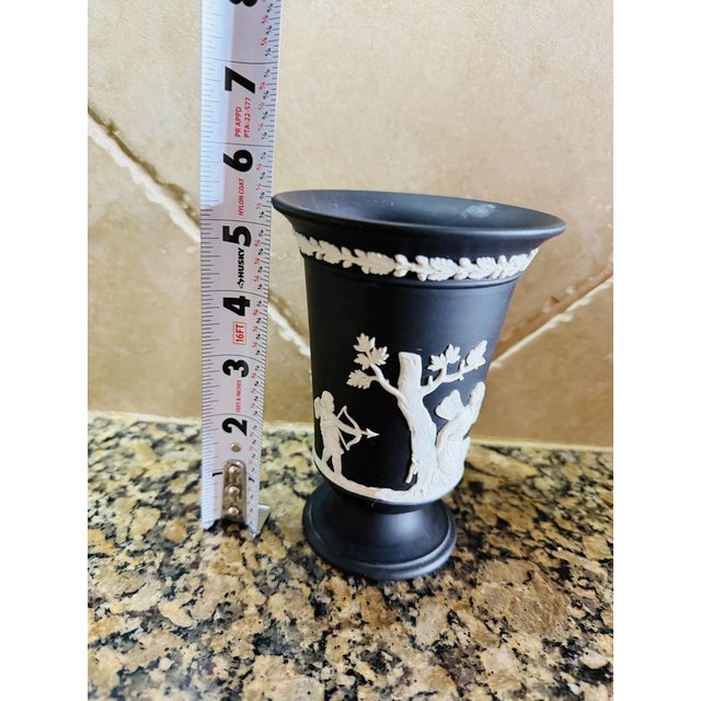 Vintage Wedgwood Black Jasperware Footed Vase For Sale In Houston - Image 6 of 7