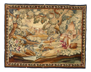 Antique French Handwoven Aubusson Tapestry, 1890s
