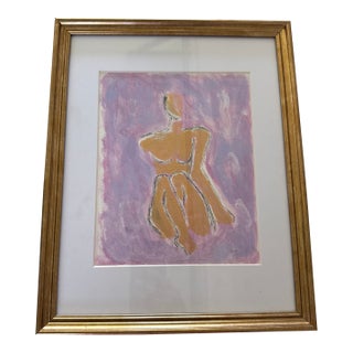 And Charcoal Painting Matted and Framed For Sale